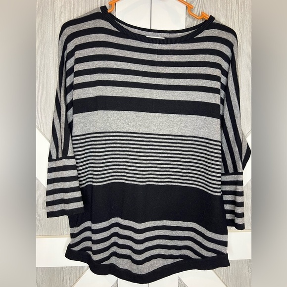 Market & Spruce Sweaters - Market & Spruce 3/4 length sleeve black and gray striped sweater S